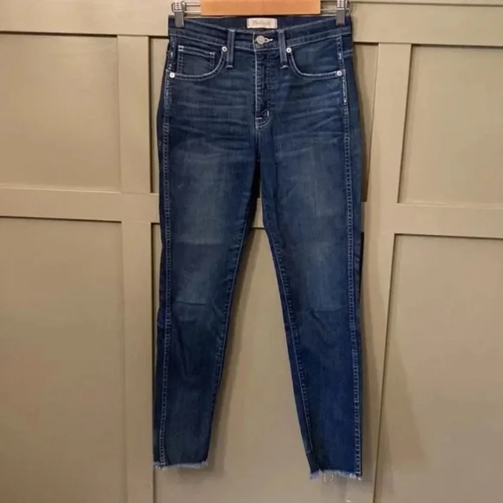 Madewell Slim Straight High Rise Jeans Raw Hem Size 26